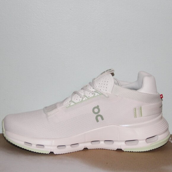 On Running Men's Athletic Shoes - White and Light Green - Picture 3 of 6